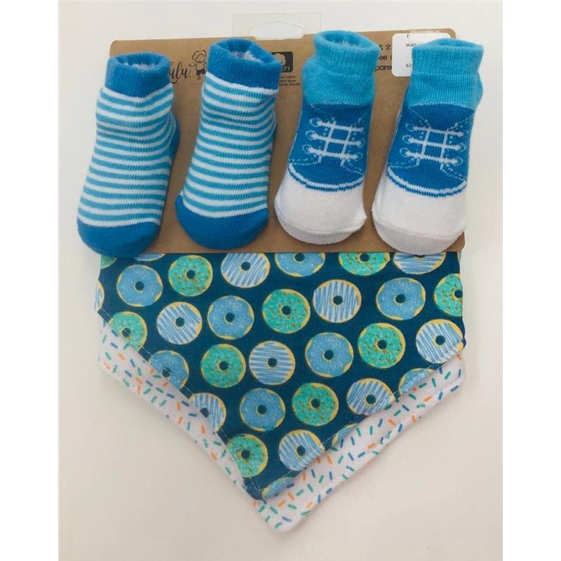 Rose Textiles - 4 Pc Bib And Socks Set, Donut Image 1