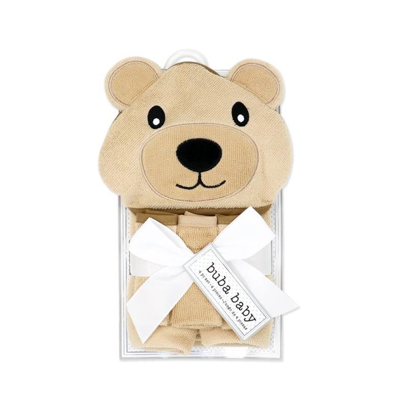 Rose Textiles - 4 Pk Baby Hooded Towel Set Tan Bear Image 2