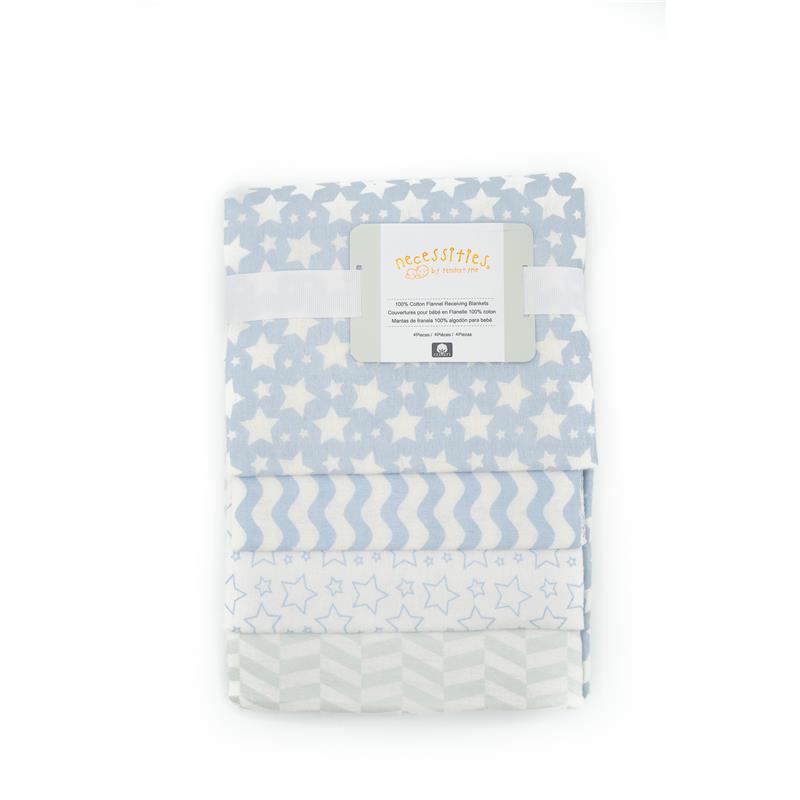 Rose Textiles 4Pack Receiving Blanket Hanging - Blue Image 1