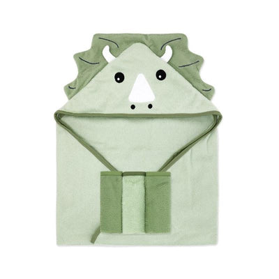 Rose Textiles - 4Pk Baby Hooded Towel Set Sage Dino Image 1