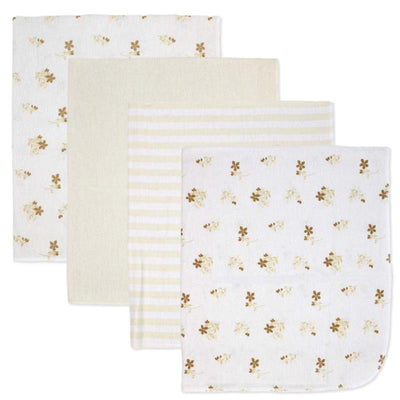 Rose Textiles 4Pk Flannel Receiving Blankets, Tan Folliage Image 1