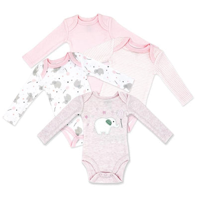 Rose Textiles 4Pk Naturelle Short Sleeve Bodysuit, Pink Image 1