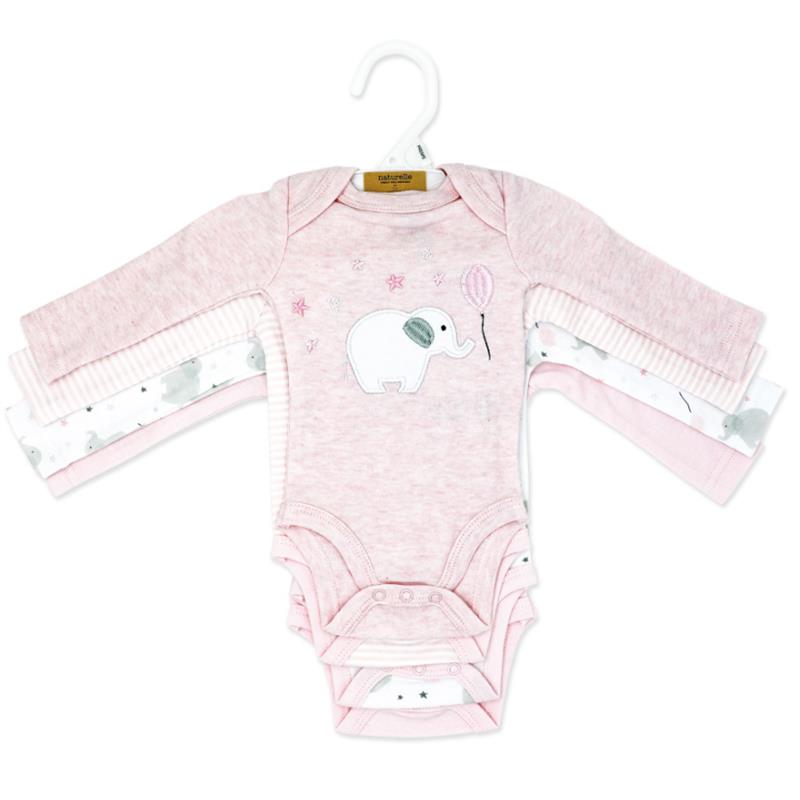 Rose Textiles 4Pk Naturelle Short Sleeve Bodysuit, Pink Image 2