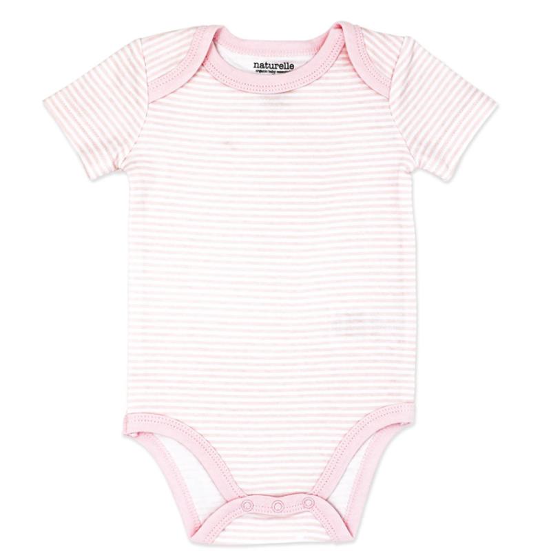 Rose Textiles 4Pk Naturelle Short Sleeve Bodysuit, Pink Image 3
