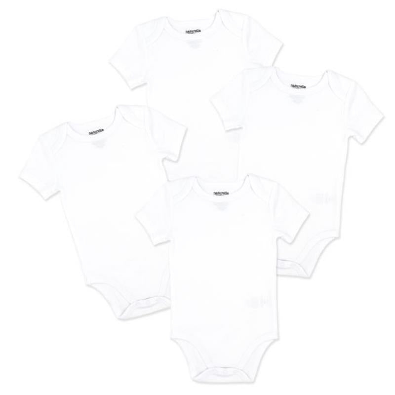 Rose Textiles 4Pk Naturelle Short Sleeve Bodysuit, White Image 1
