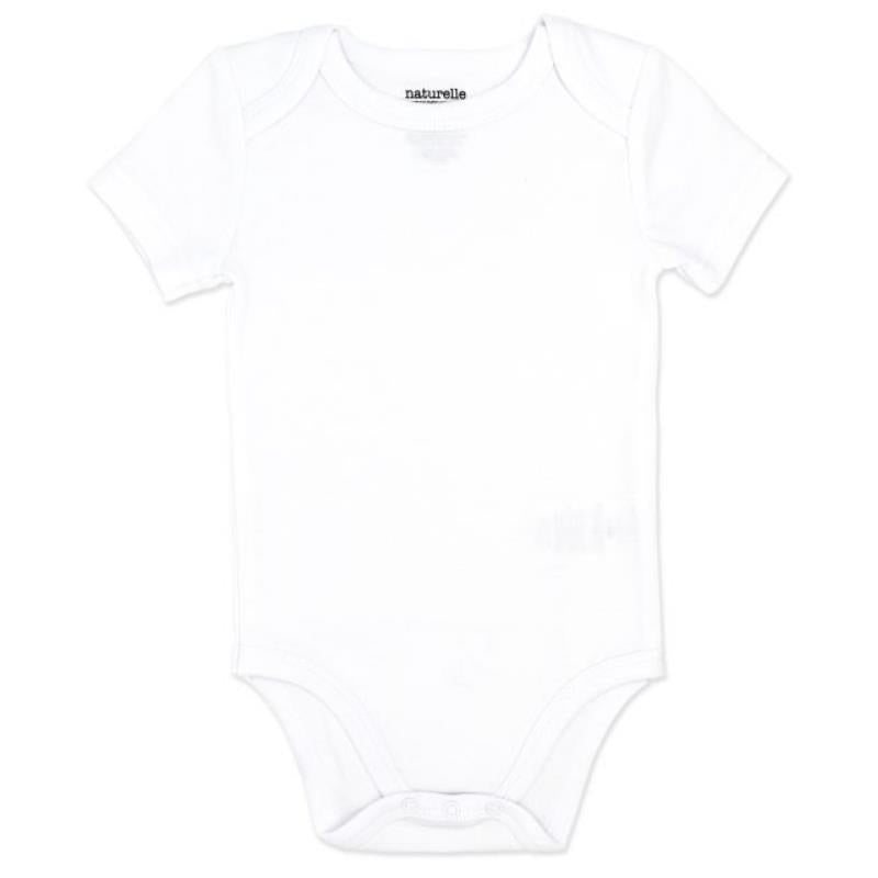 Rose Textiles 4Pk Naturelle Short Sleeve Bodysuit, White Image 3