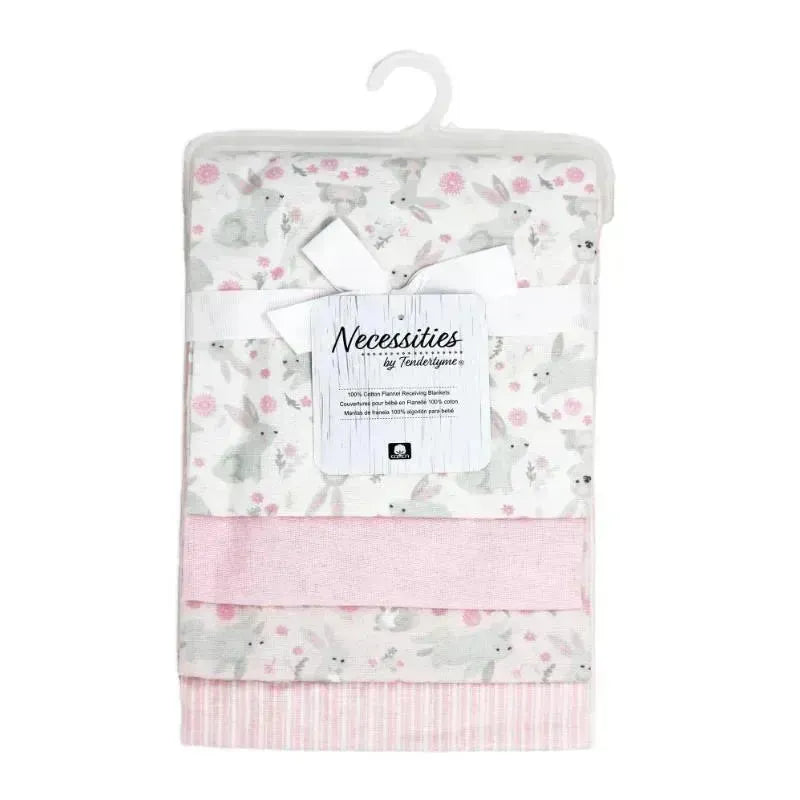 Rose Textiles - 4Pk Receiving Blanket Pink Bunnies Image 2