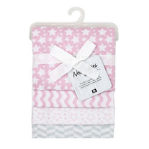 Rose Textiles - 4Pk Receiving Blanket Pink Stars Image 2