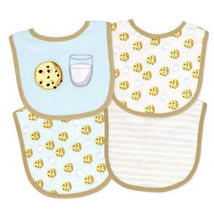 Rose Textiles 4Pk Scoop Bib Set, Tan Milk & Cookies Image 1