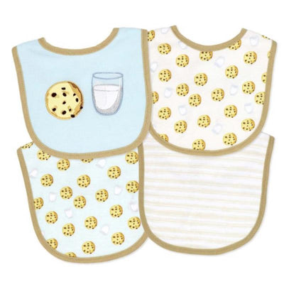Rose Textiles 4Pk Scoop Bib Set, Tan Milk & Cookies Image 1