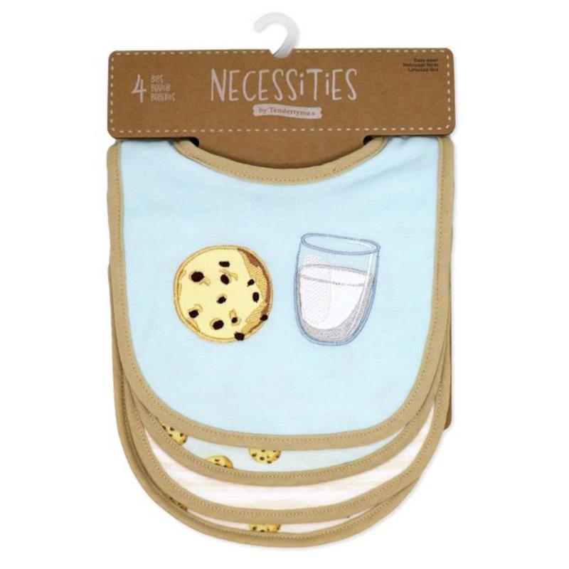 Rose Textiles 4Pk Scoop Bib Set, Tan Milk & Cookies Image 2