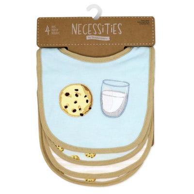 Rose Textiles 4Pk Scoop Bib Set, Tan Milk & Cookies Image 2