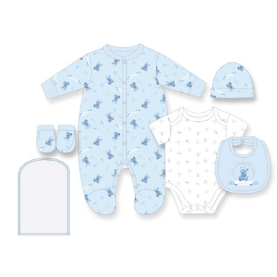 Rose Textiles - 5Pk Baby Boys Mesh Bag Set, Prince Bear Blue Image 1