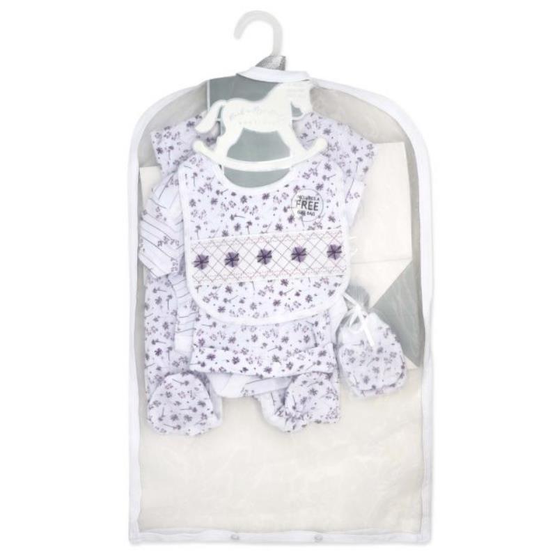 Rose Textiles - 5Pk Baby Girls Mesh Bag Set, Purple Floral Image 2