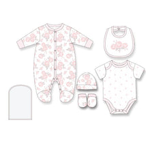 Rose Textiles - 5Pk Baby Girls Mesh Bag Set, Soft Coral Floral Rose Image 1