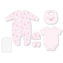Rose Textiles - 5Pk Baby Girls Mesh Bag Set, Soft Pink Floral Image 1