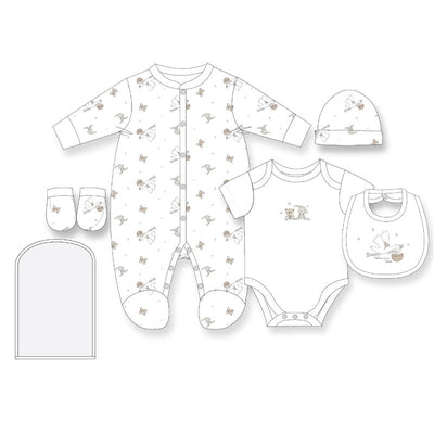 Rose Textiles - 5Pk Baby Neutral Mesh Bag Set Stork Image 1