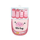 Rose Textiles - 5Pk Bib & Sock Set Pink Let's Hug Image 2