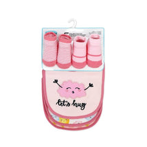 Rose Textiles - 5Pk Bib & Sock Set Pink Let's Hug Image 2