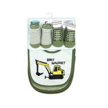 Rose Textiles - 5Pk Bib & Sock Set Sage Dirt Magnet Image 2