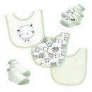 Rose Textiles 5Pk Bib & Sock Set, Sage Sheep Image 1