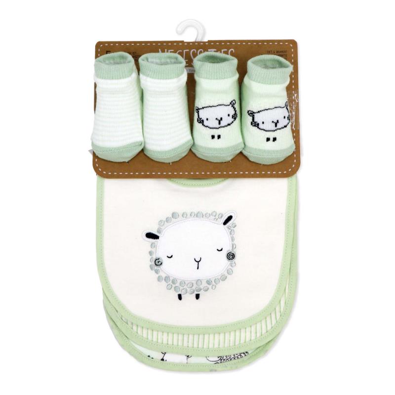 Rose Textiles 5Pk Bib & Sock Set, Sage Sheep Image 2