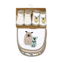 Rose Textiles 5Pk Bib & Sock Set, Tan Dog Image 2