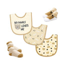 Rose Textiles - 5Pk Bib & Sock Set Tan Family Bear Image 1