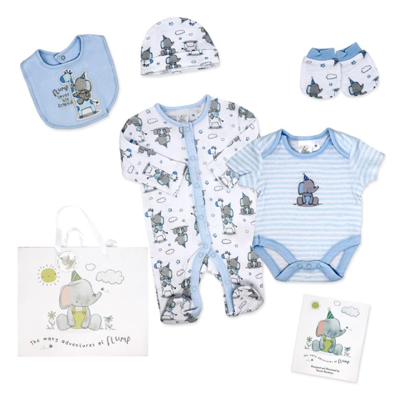 Rose Textiles - 6Pk Baby Boy Gift Set, Flump The Elephant Blue Image 1