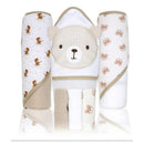 Rose Textiles 6Pk Bath Set: 3 Hooded Towels & 3 Washcloths, Tan Teddy  Image 1