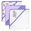 Rose Textiles - 8Pc Bath Set - 5 Hooded Towels W/ 3 Washcloths, Purple Floral Image 3