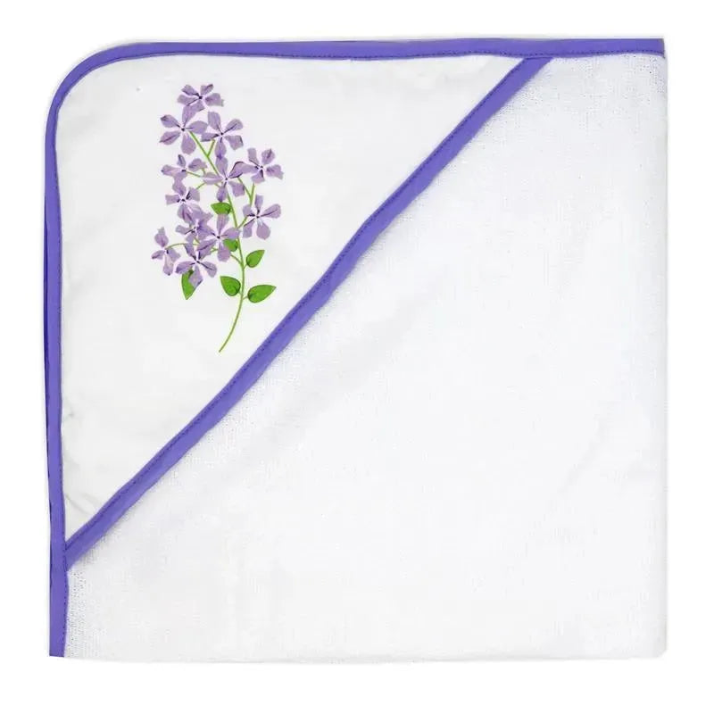 Rose Textiles - 8Pc Bath Set - 5 Hooded Towels W/ 3 Washcloths, Purple Floral Image 4