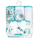 Rose Textiles - 8Pk Baby Hooded Towel Set, Aqua Pretty As A Daisy Image 2