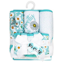 Rose Textiles - 8Pk Baby Hooded Towel Set, Aqua Pretty As A Daisy Image 2