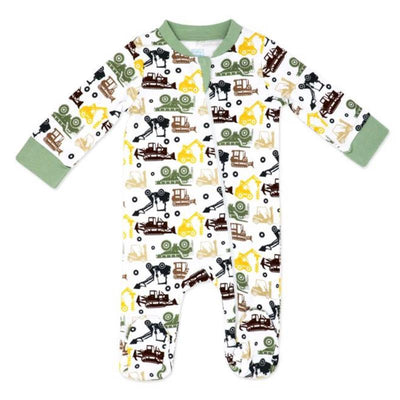 Rose Textiles - Baby Boy Interlock Coverall, Sage Dirt Magnet Image 1