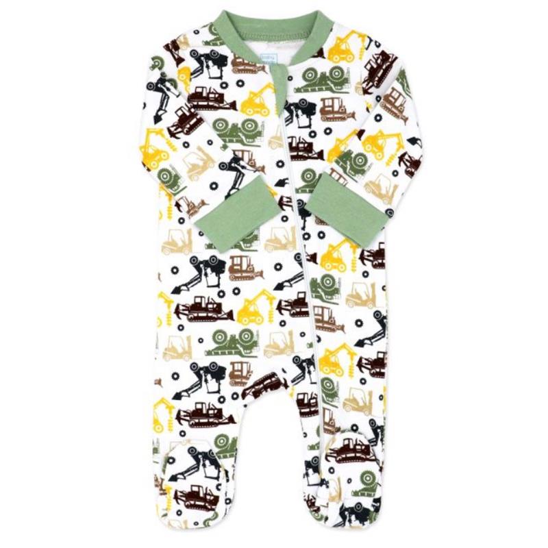 Rose Textiles - Baby Boy Interlock Coverall, Sage Dirt Magnet Image 2