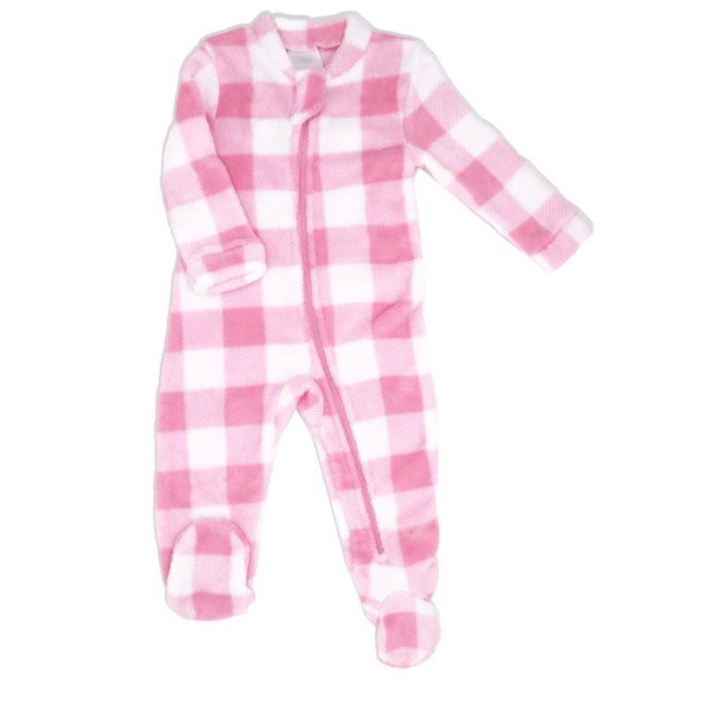 Rose Textiles - Baby Girl Pink Buffalo Plush Sleepers Image 1