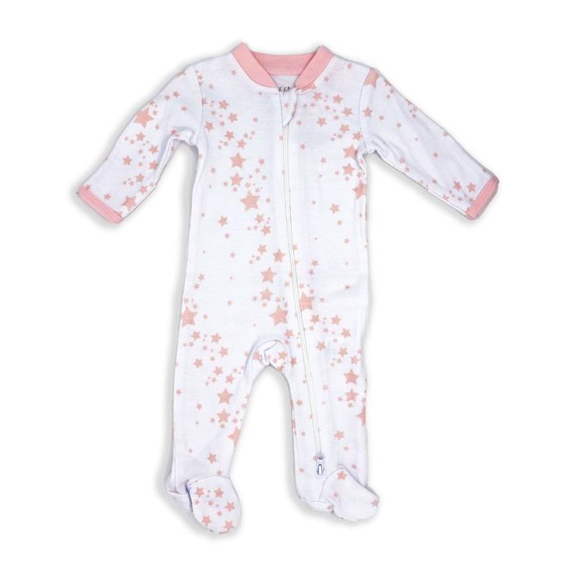 Rose Textiles - Baby Girl Star Printed Sleeper, Pink Image 1
