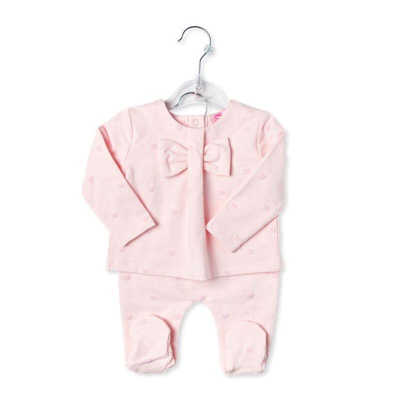 Rose Textiles - Baby Girls 2 Pc Bow Footed Pant Set, Pink Image 2