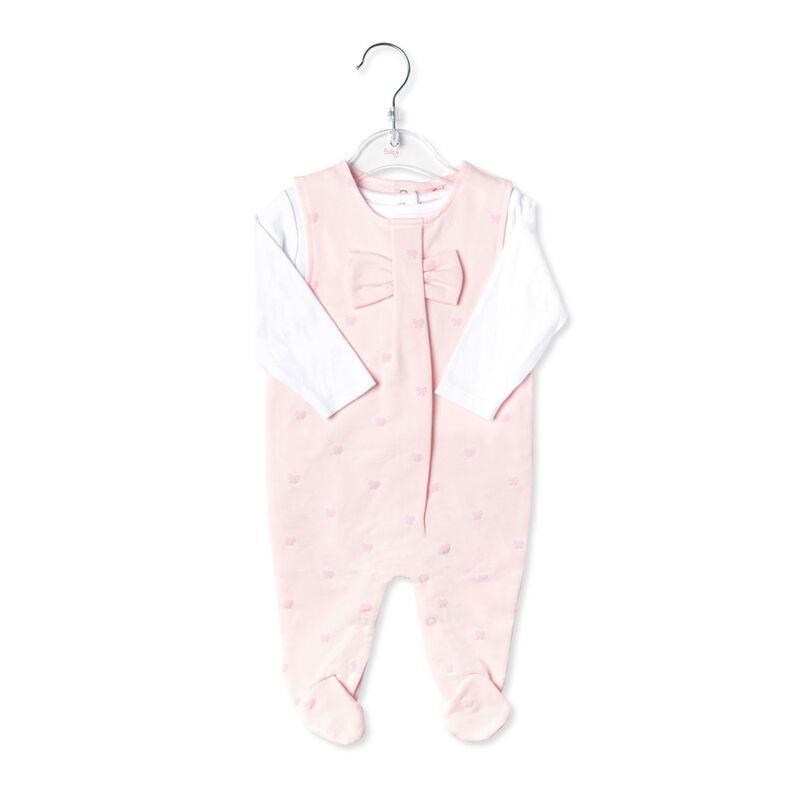 Rose Textiles - Baby Girls 2 Pc Bows Dungaree Set, Pink Image 2