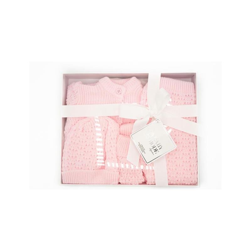 Rose Textiles - Baby Girls 3Pc Knitted Set, Pink, Newborn Image 1