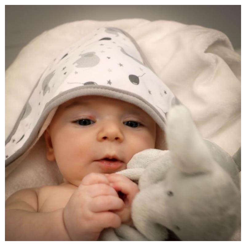Rose Textiles - Baby Hooded Towel, Grey Image 2