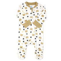 Rose Textiles - Baby Neutral Interlock Coverall Tan Family Bear Image 2