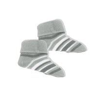 Rose Textiles - Baby Grey Striped Knit Hat & Bootie Set Image 2