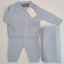 Rose Textiles - Boys 3 Pc Knitted Set, Blue Image 1