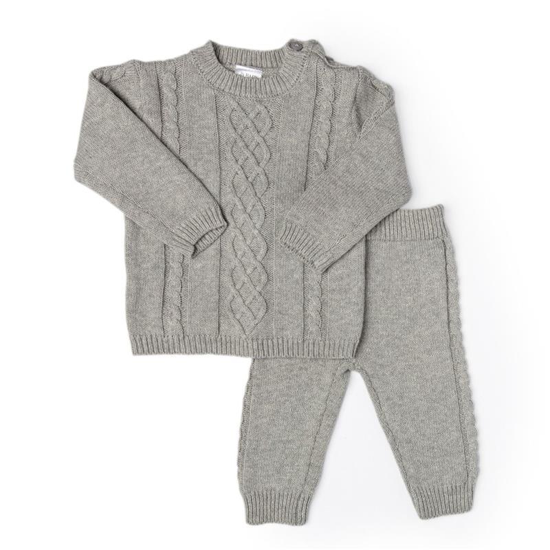 Rose Textiles - Cable Knit Baby Sweater Set, Grey.