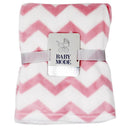Rose Textiles - Coral Fleece Blanket, Pink & White Chevron Image 1