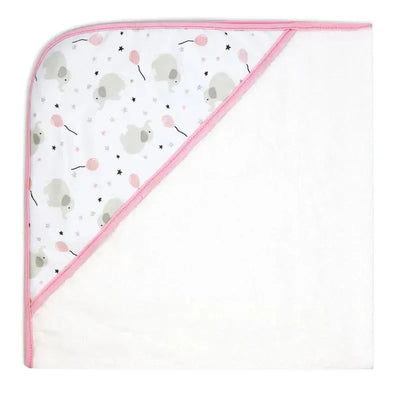 Rose Textiles - Elephant Hooded Towel, Pink Image 1