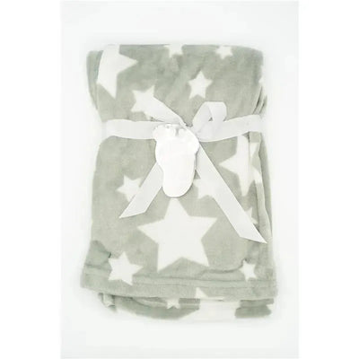 Rose Textiles Fleece Star Baby Blankets,Grey Image 1