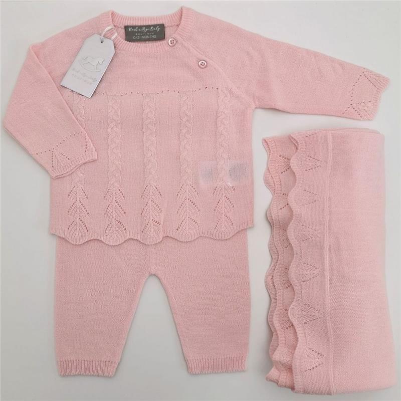 Rose Textiles - Girls 3 Pc Knitted Set, Pink Image 1